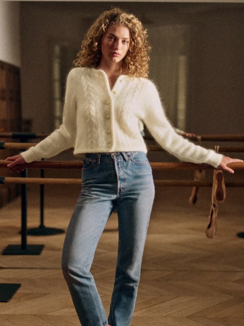 Sezane Evy Cardigan Ecru - Size XL